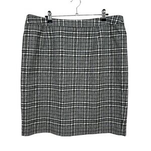 Pendleton Plaid Pencil Skirt 16 Black‎ White Lined Academia Heritage Classic